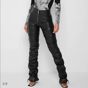 Maniere De Voir Vegan Leather Trousers Black